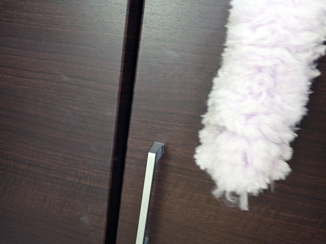 ハンディモップでホコリを落とす