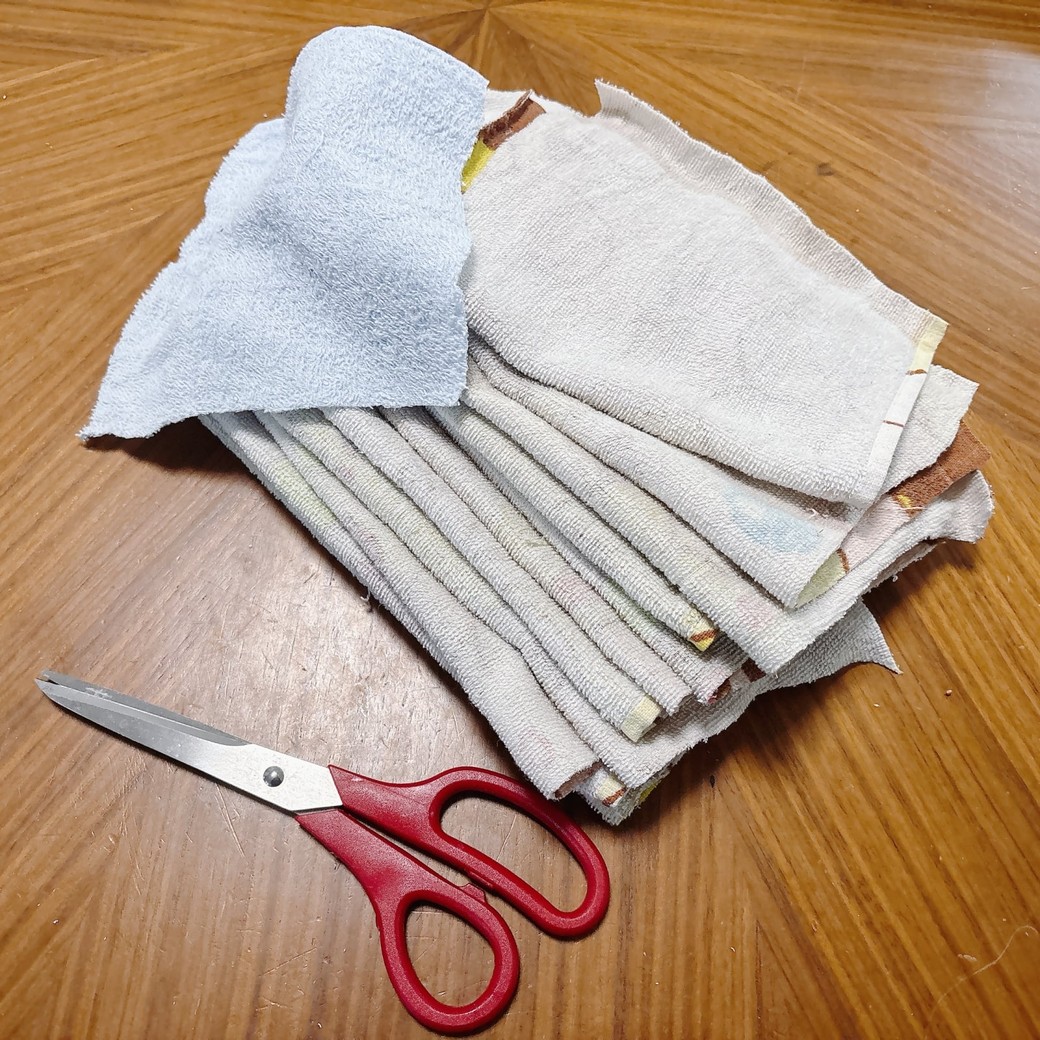 古いタオルは切ってぞうきんに