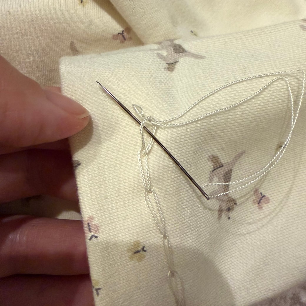 最後の輪っかに針を通す