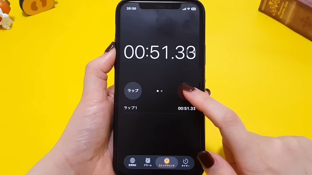 タップした瞬間からストップウォッチが開始される