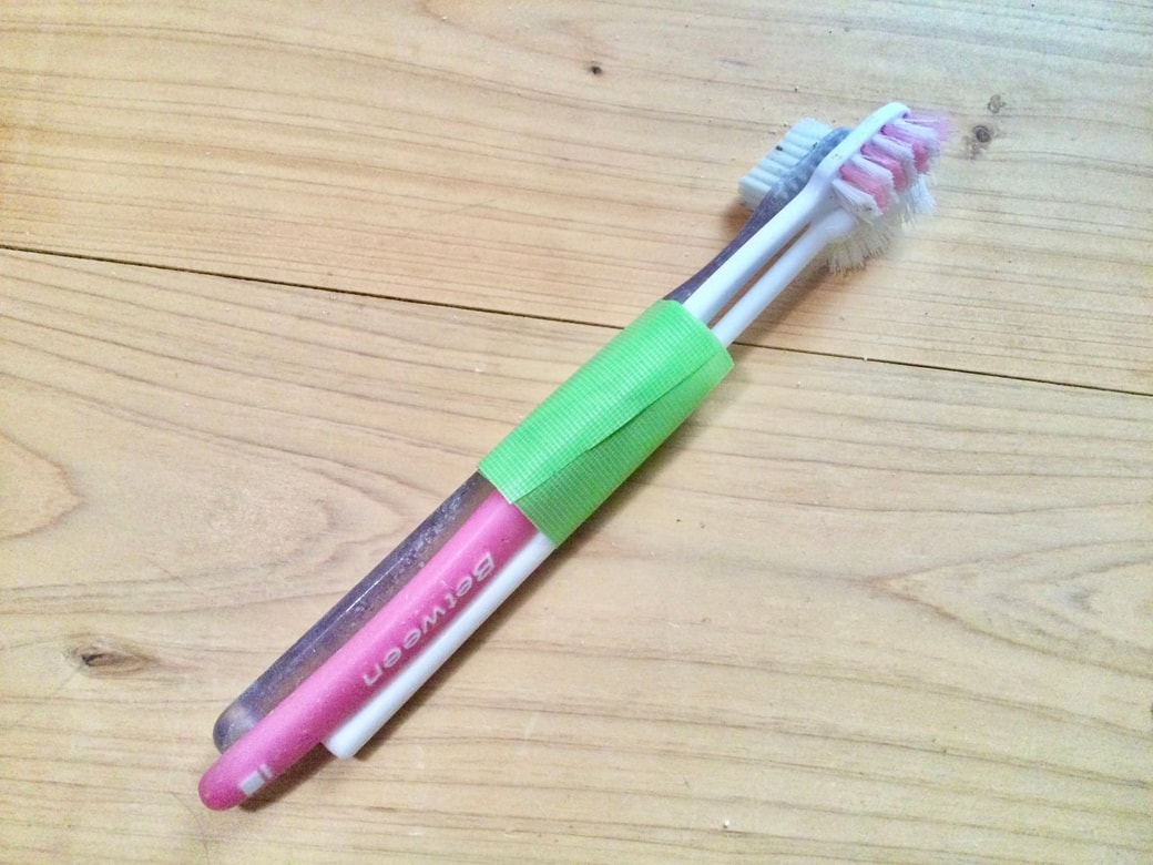 歯ブラシ3本をつなげる