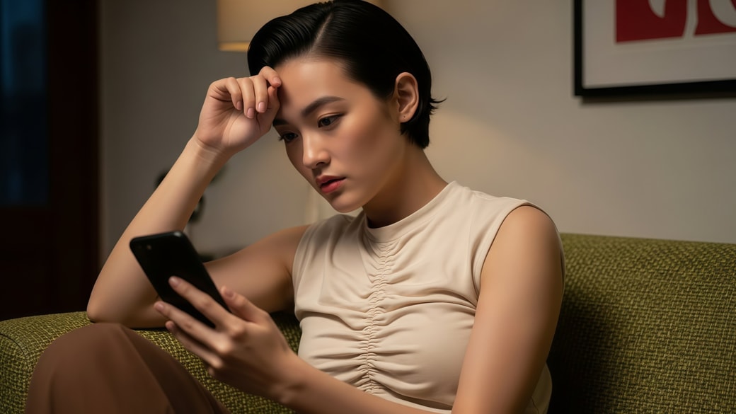 スマホを見る女性