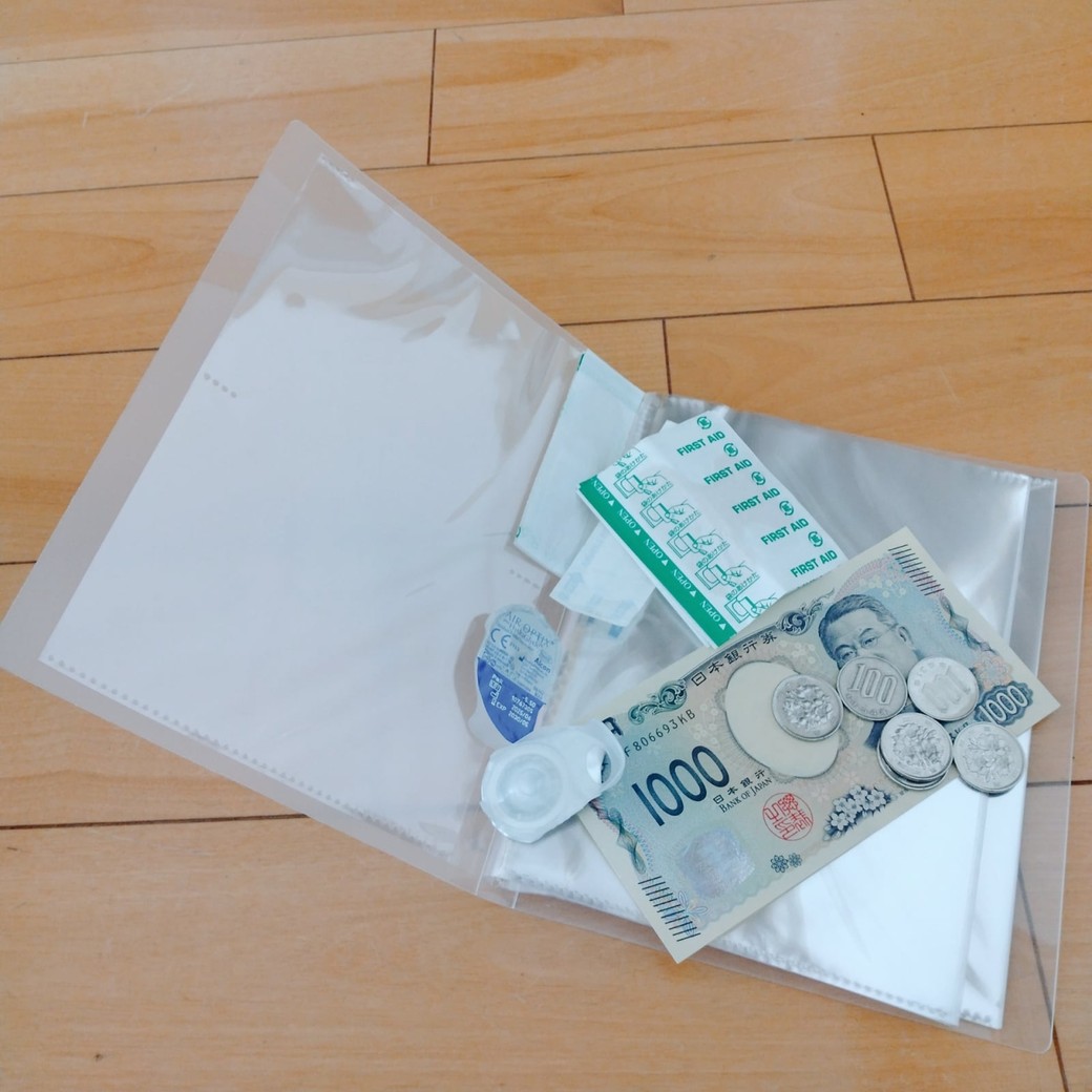 透明のポケットつきファイルと小物