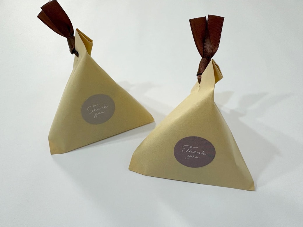 テトラ型のラッピングのできあがり