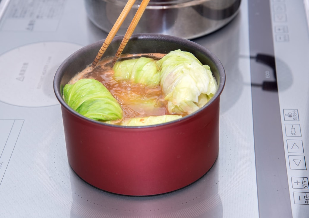 NGふたをせずに煮込む