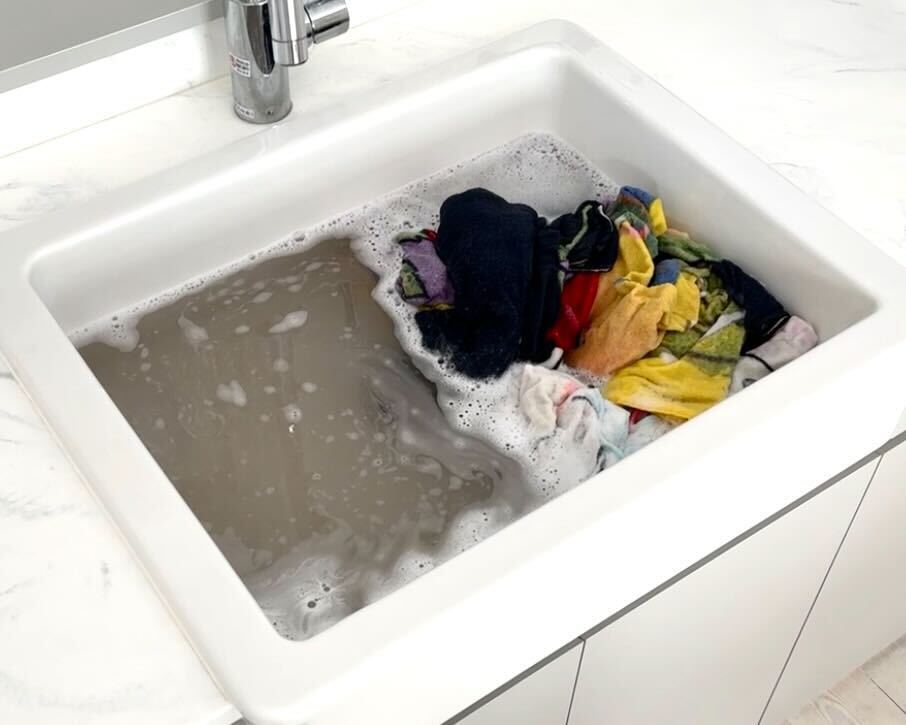 柔軟剤でコーティングを重ねたタオル