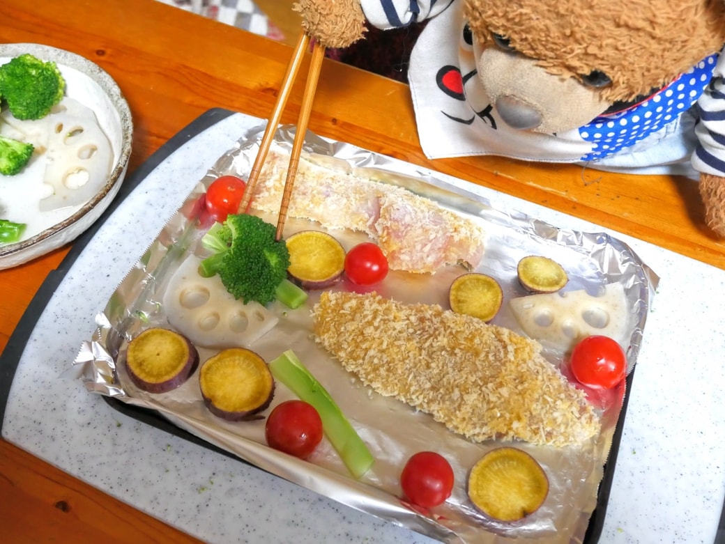 具材を天板におく