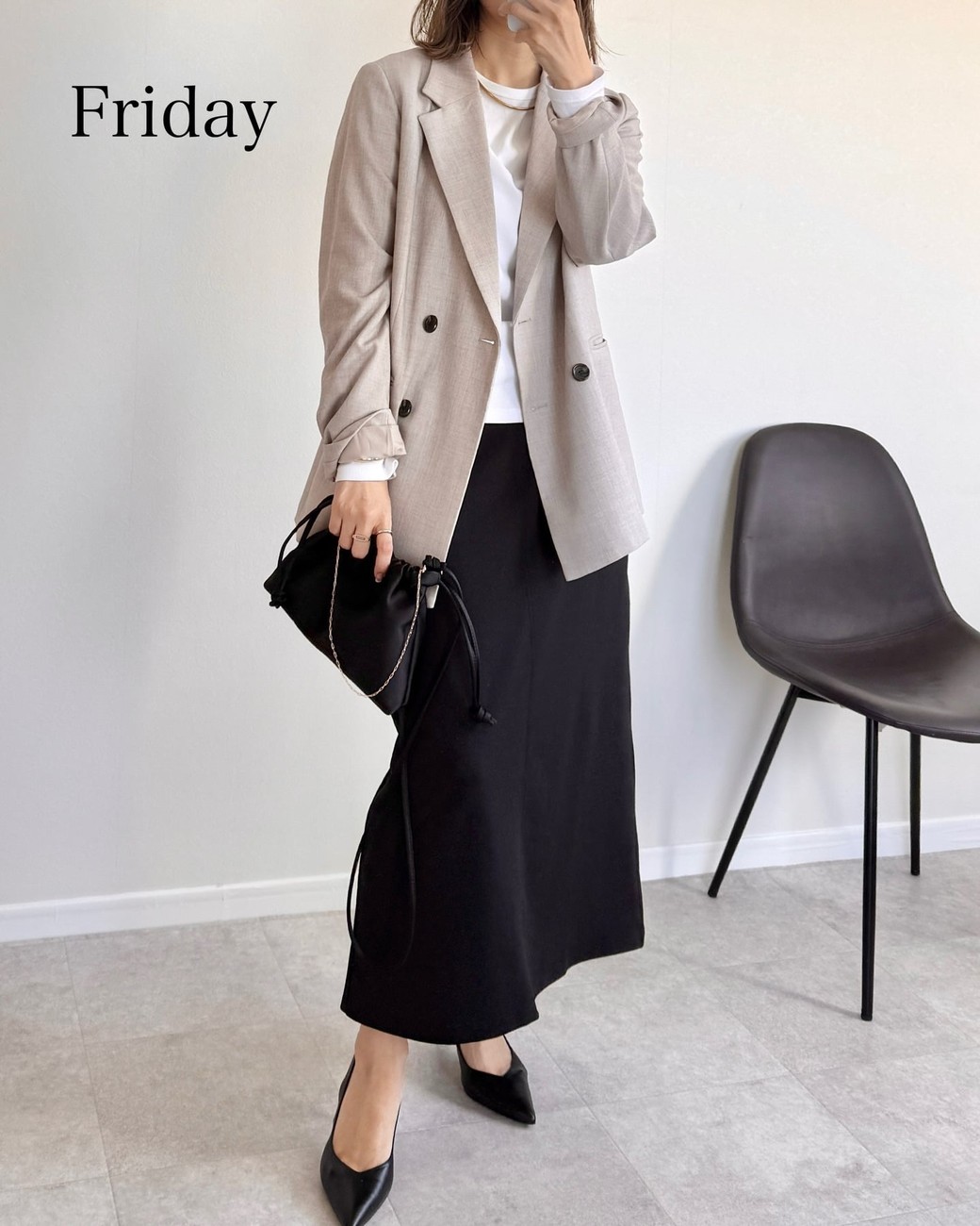 プチプラ感なしの、上品格上げコーデ。