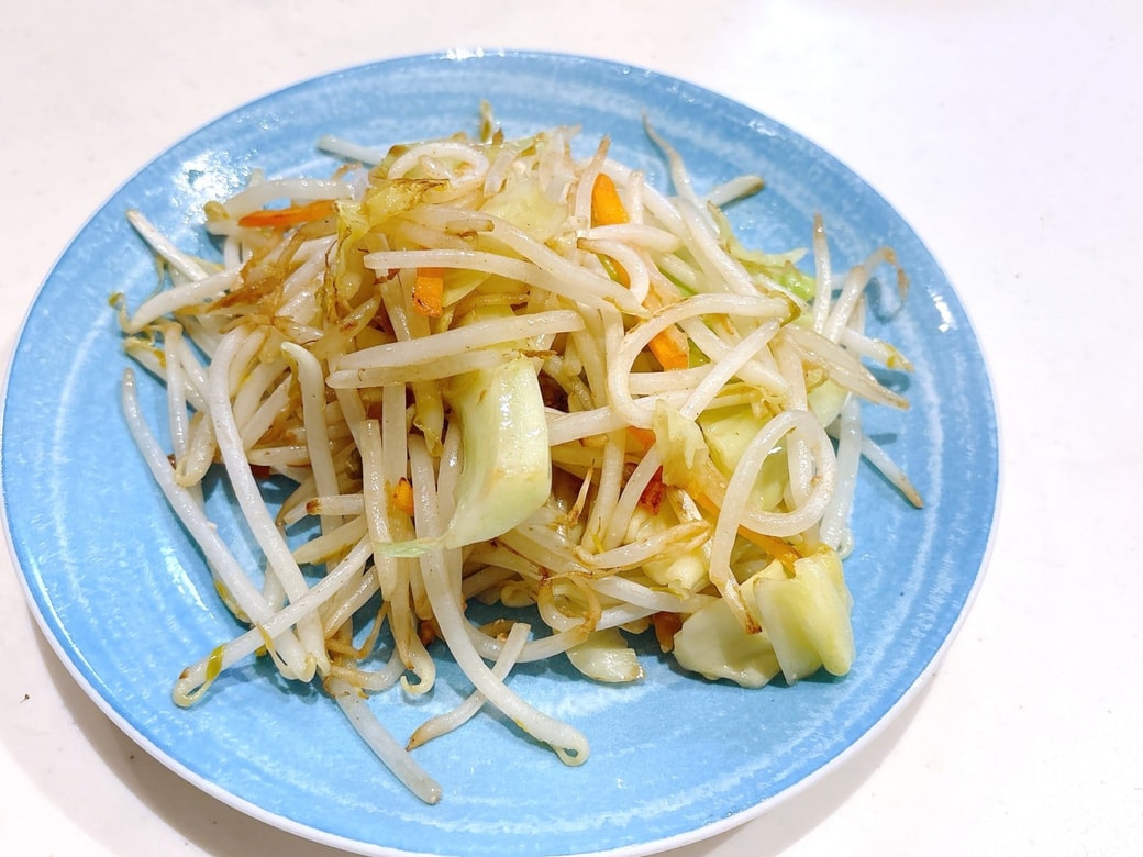 できあがった野菜炒め