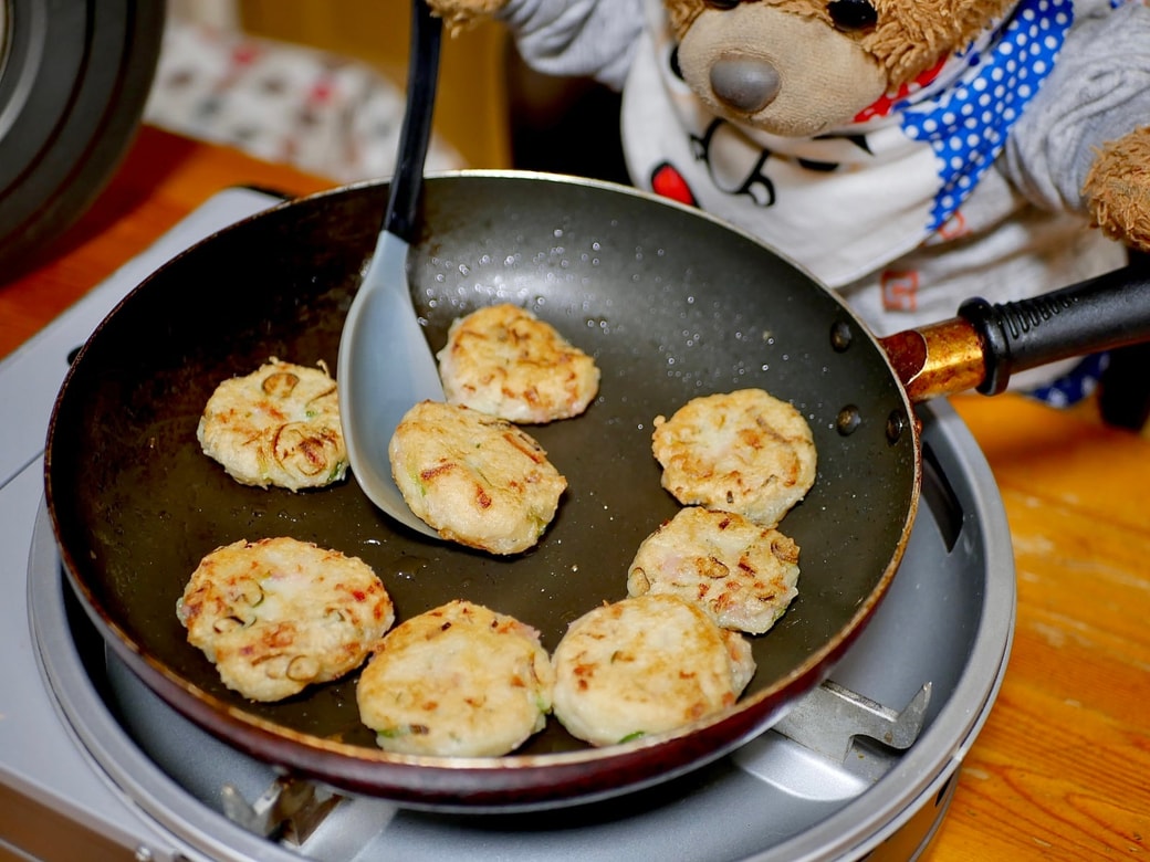 焼いているところ