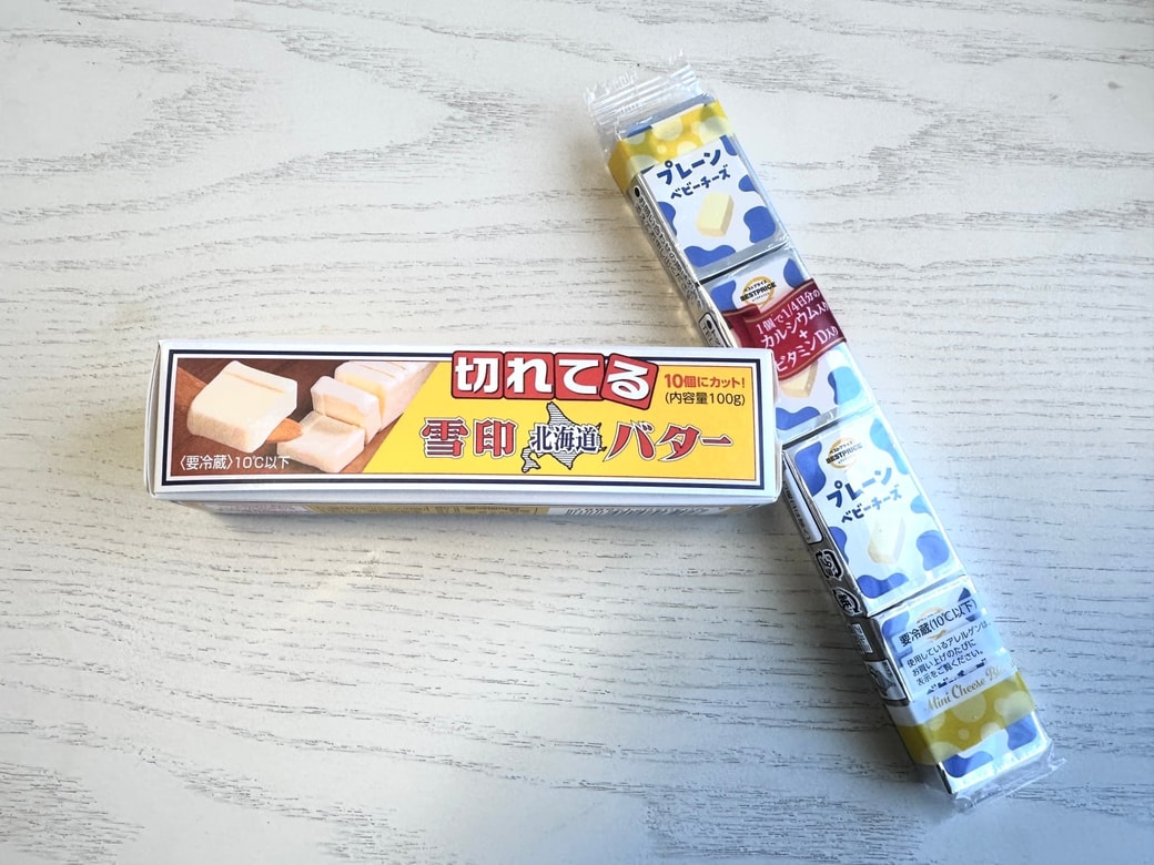 切れてるバターとベビーチーズ