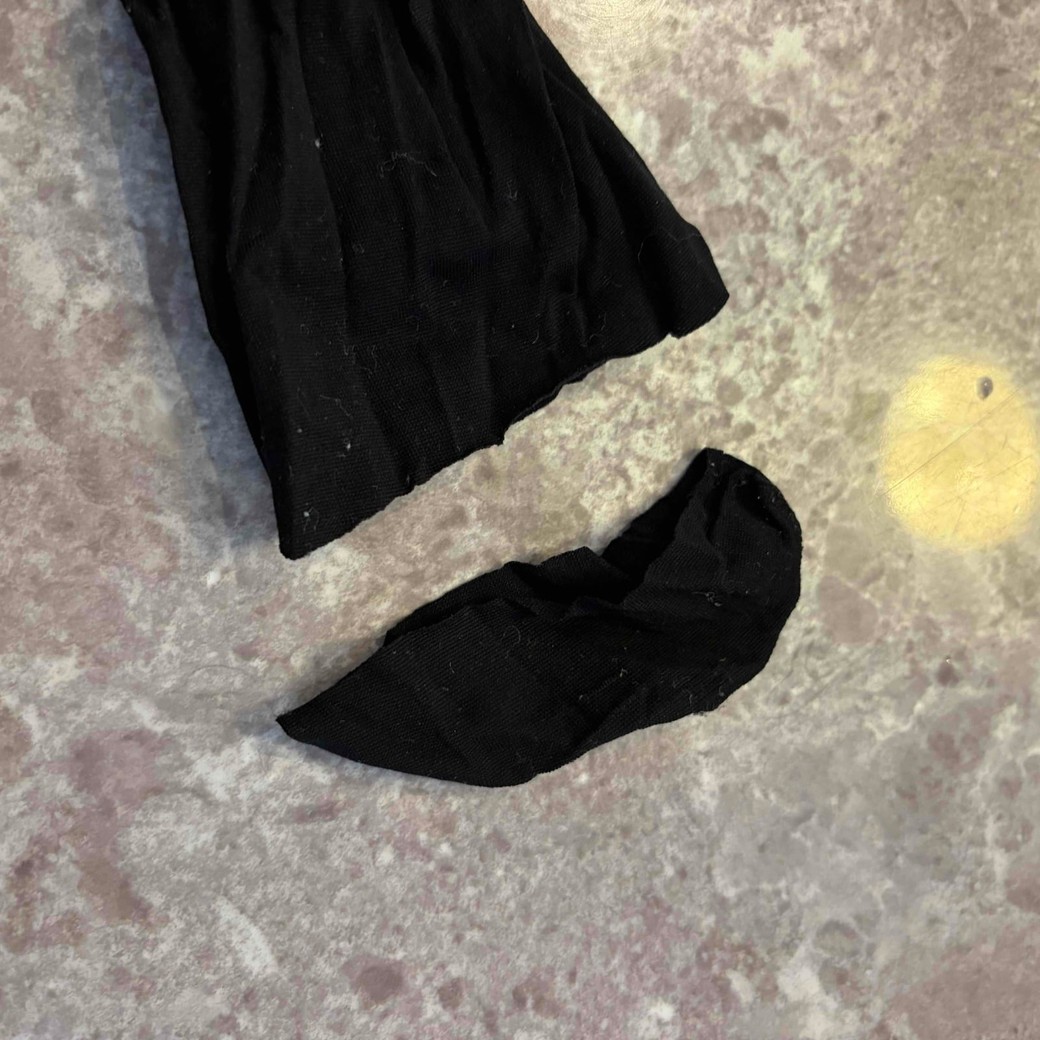 ストッキングのつま先部分をカットしたところ