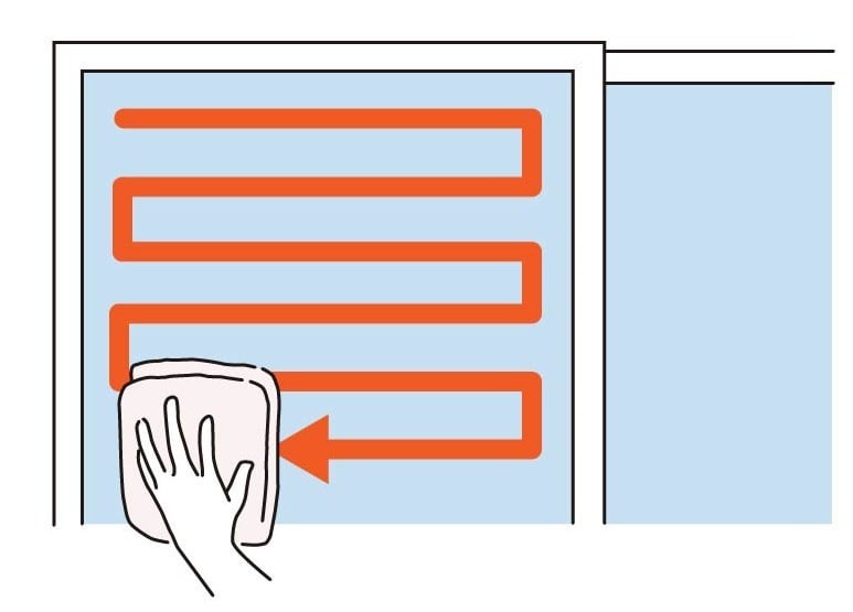 窓ふきをする図