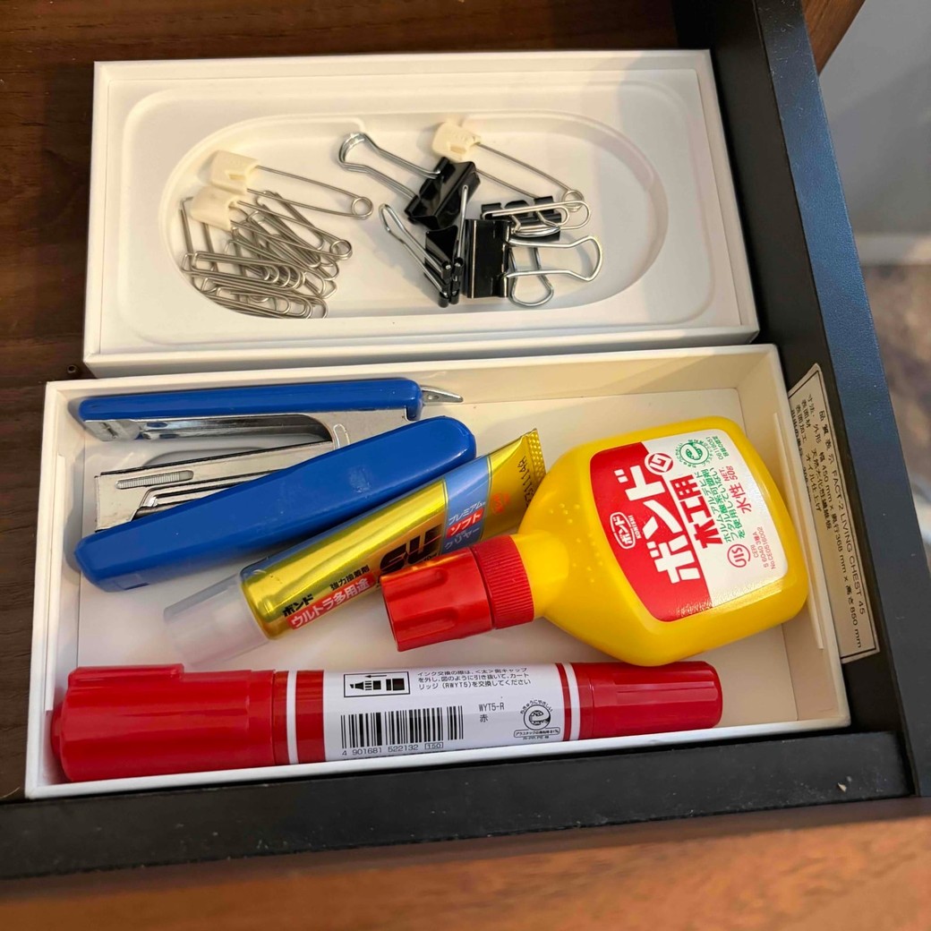 引き出しの中をアップにしたところ