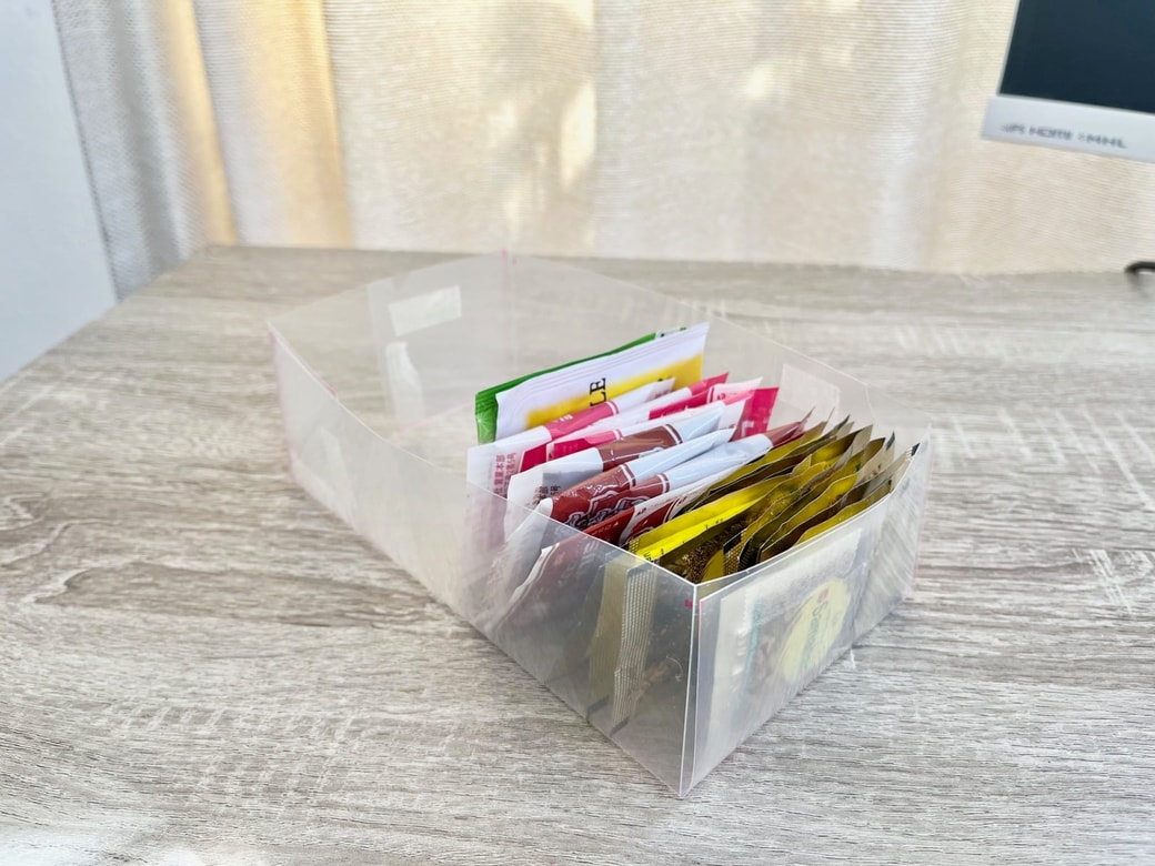 散らばりやすい紅茶パックを収納するケースに変身
