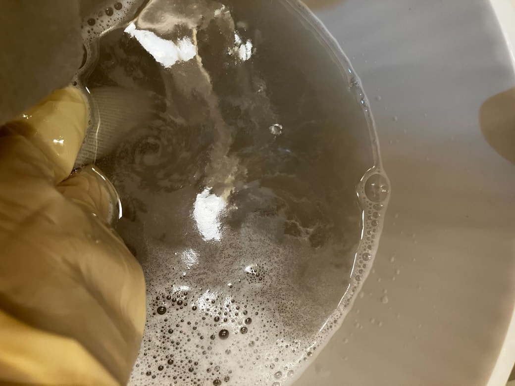 1時間後、衣類から出た汚れにおどろき