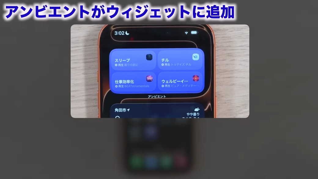 ウィジェットに4つのミュージックが追加される