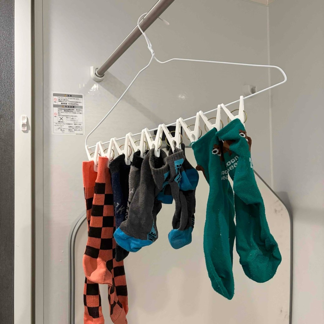 靴下干しが完成したところ