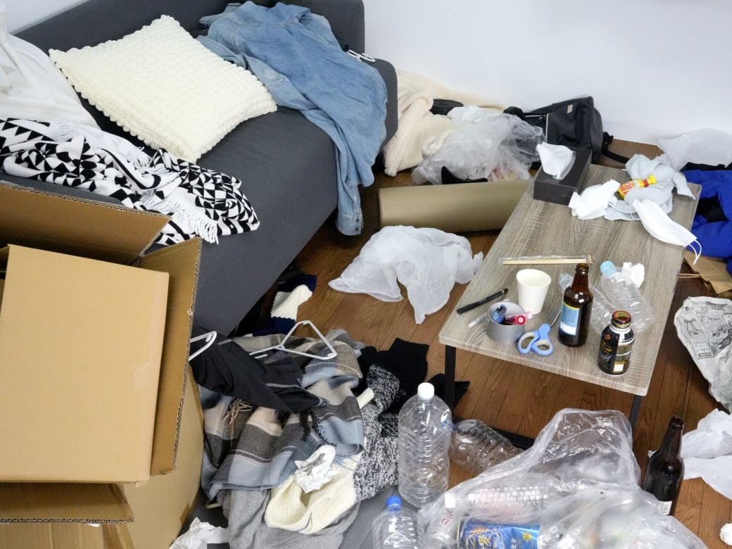 NG床にものがある状態で掃除する