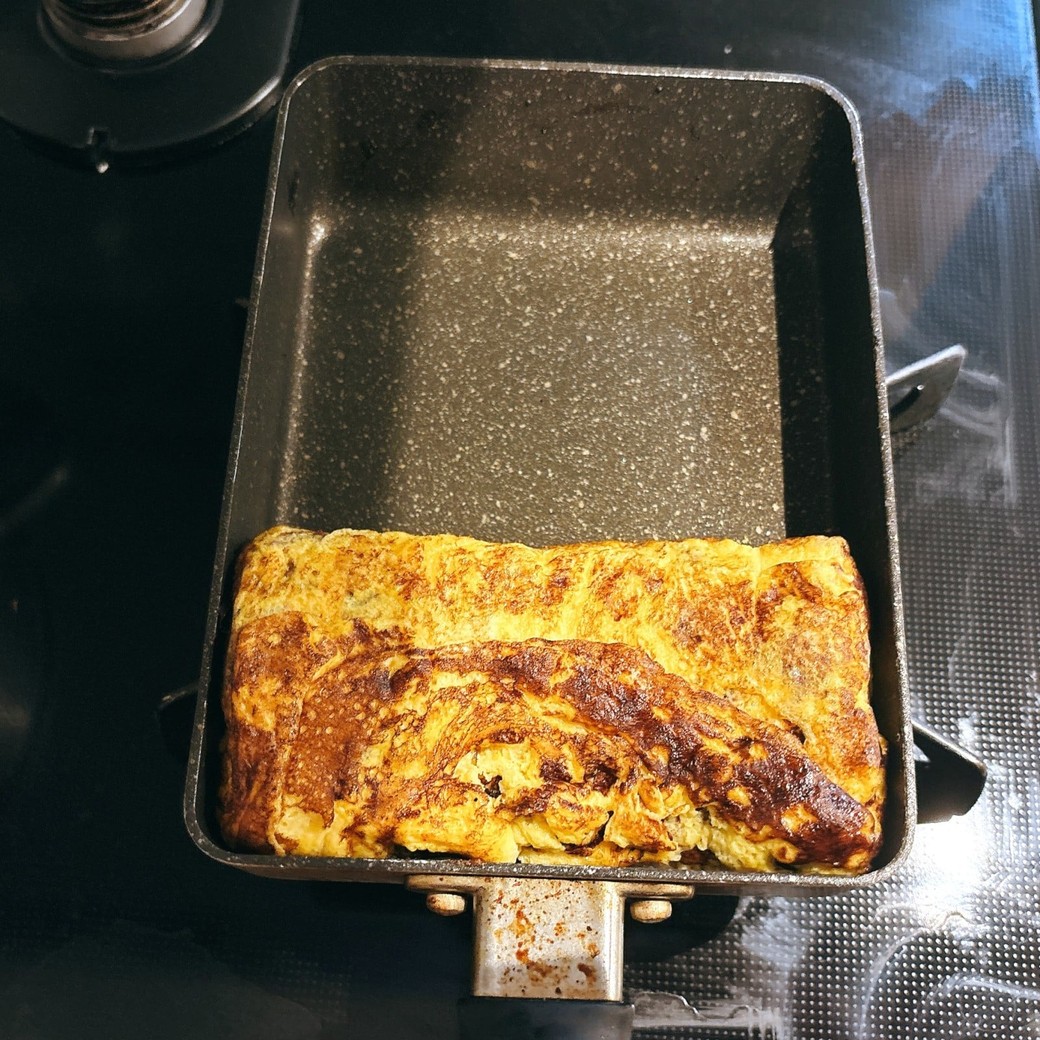 巻き終わった玉子焼き