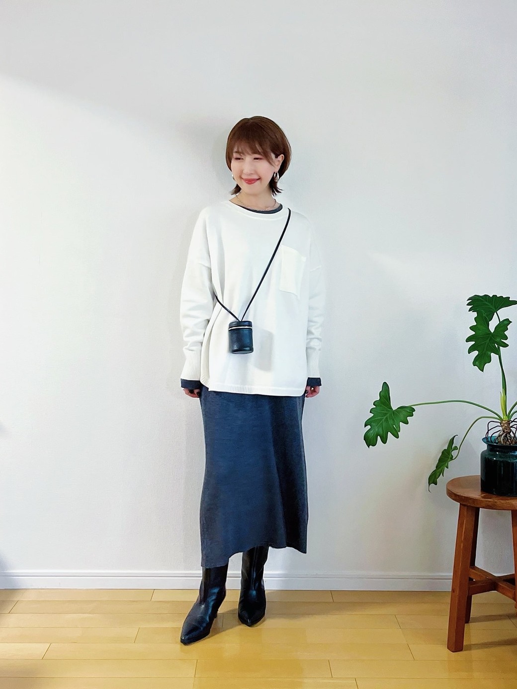 Iラインシルエットに仕上げれば、スッキリ見えも叶う。