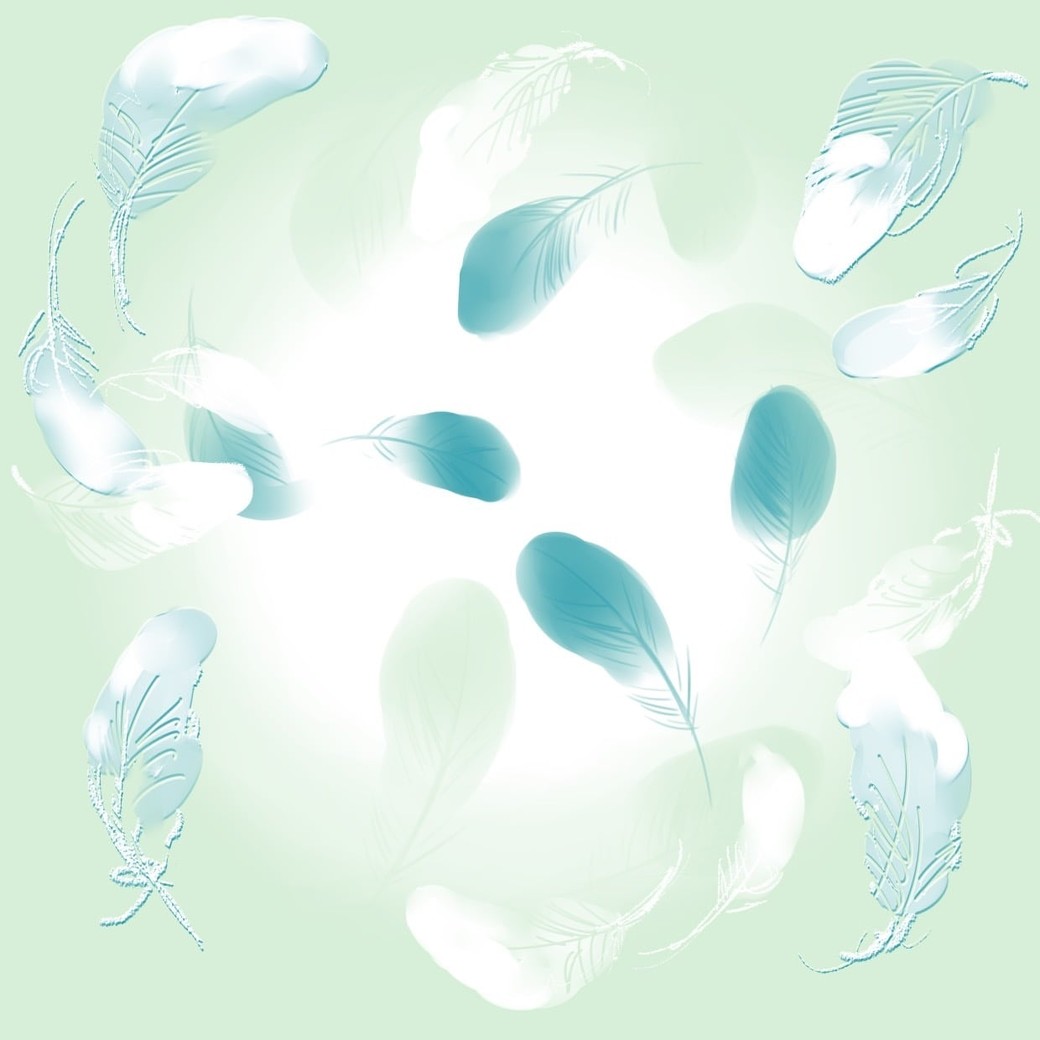 青のグラデーションの軽やかな羽