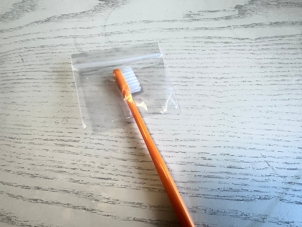 歯ブラシをジップ袋に入れる