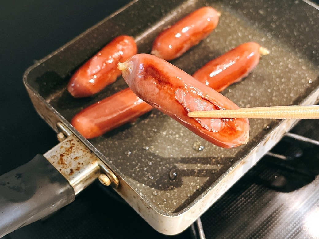 こんがり焼き目がつくまで加熱する