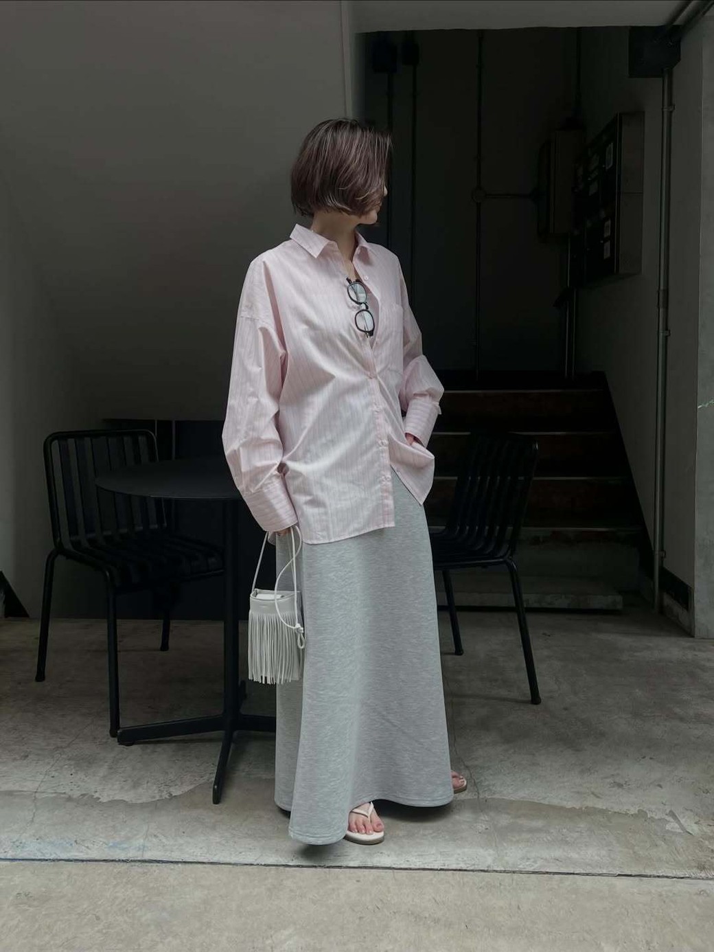 ピンクとグレーは相性抜群の組み合わせ。