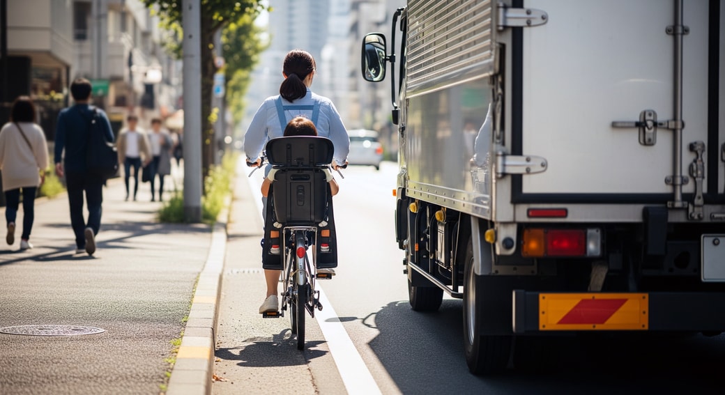 車道を走る自転車