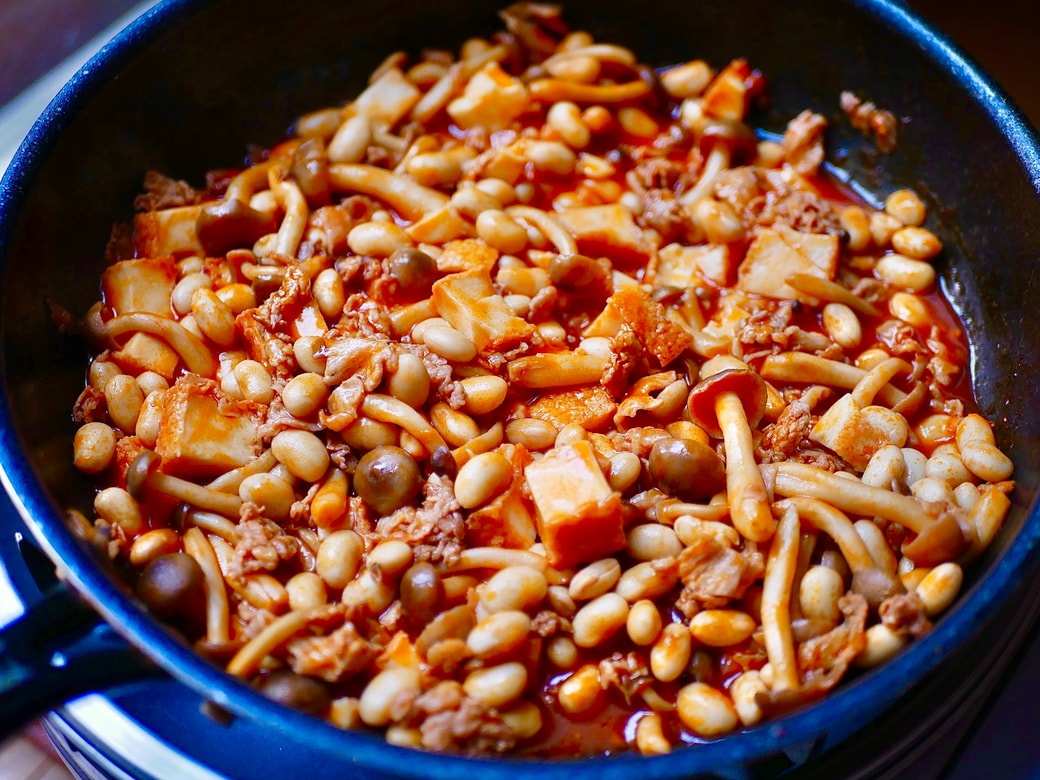 大豆と豚肉のトマトジュース煮