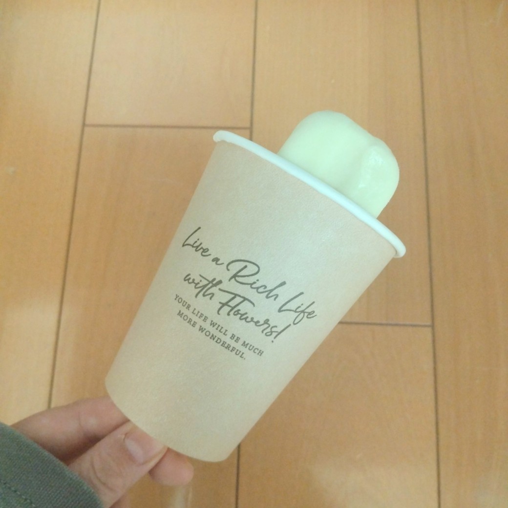 紙コップに入れたアイス
