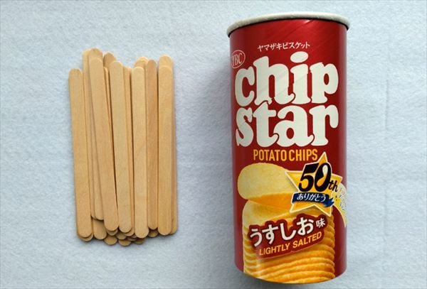 アイスの棒とチップスターの空き箱