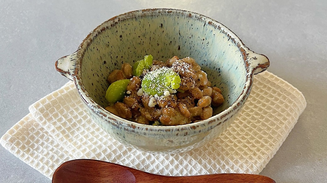 そら豆のオリーブオイル納豆和え