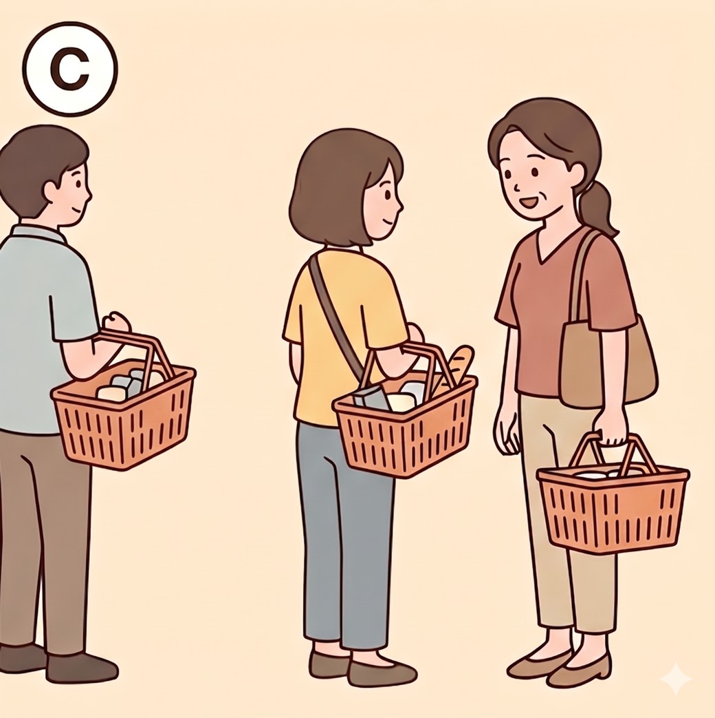 前の人のカゴの中身が少ないレジ