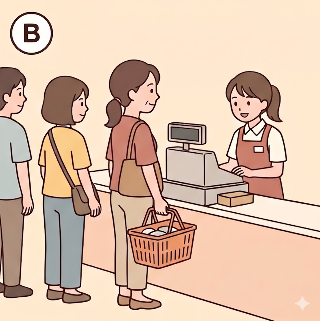 ベテランの店員さんがいるレジ