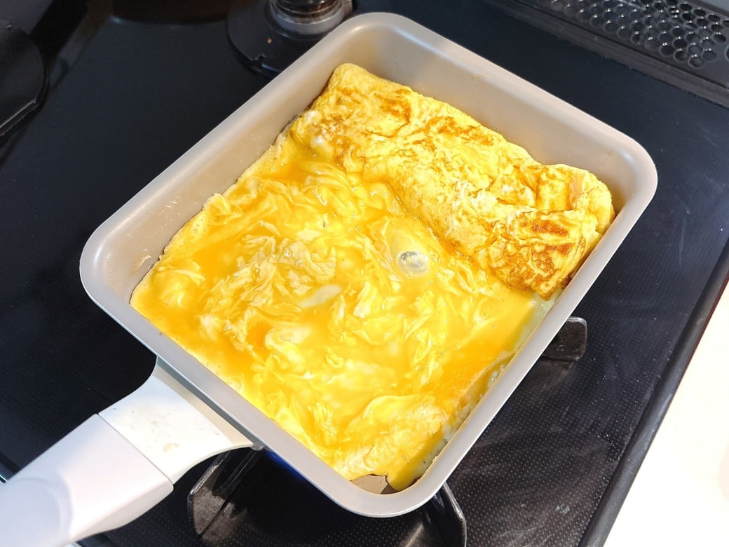 卵液を流してやく、を繰り返す