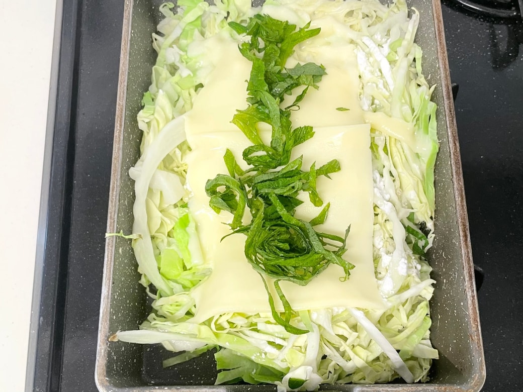 キャベツと大葉のチーズ焼き