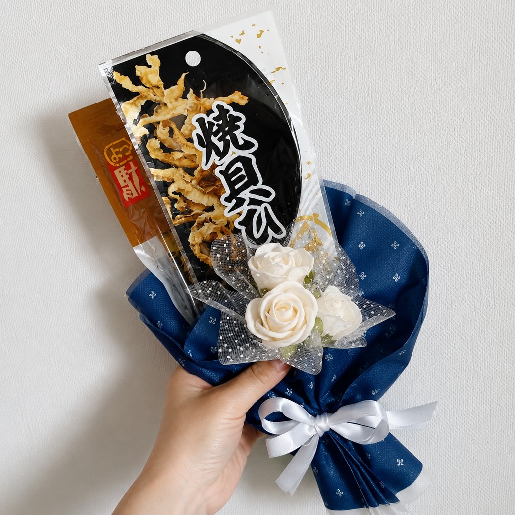 花束風ギフトの完成