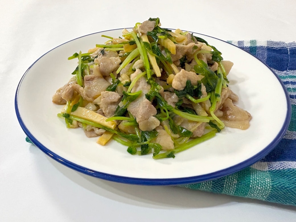豆苗肉絲の完成