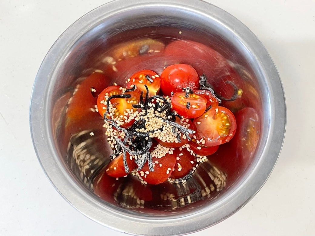 ミニトマトの塩昆布だれ和え