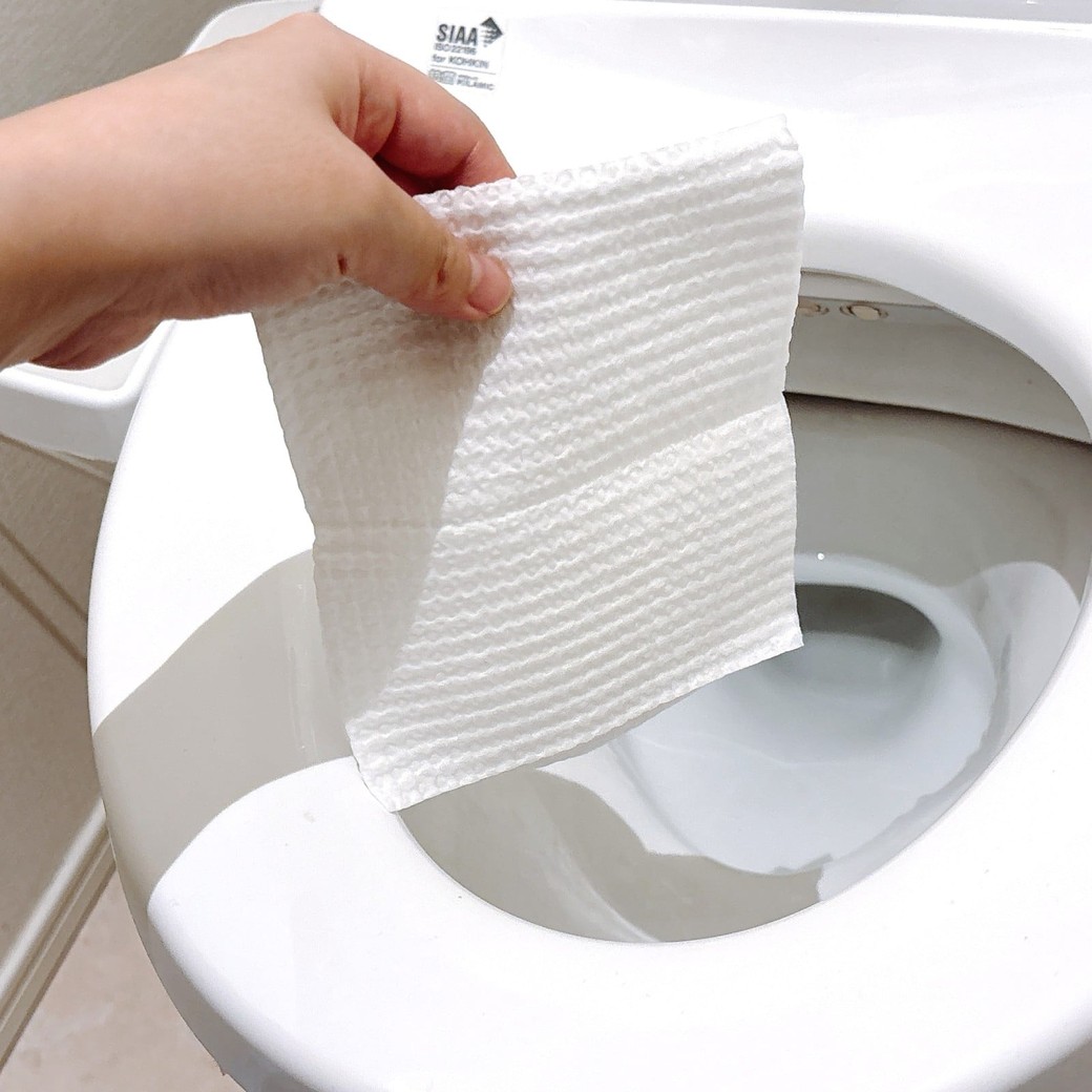 注意その2．トイレ用の掃除シートを何枚も流す 