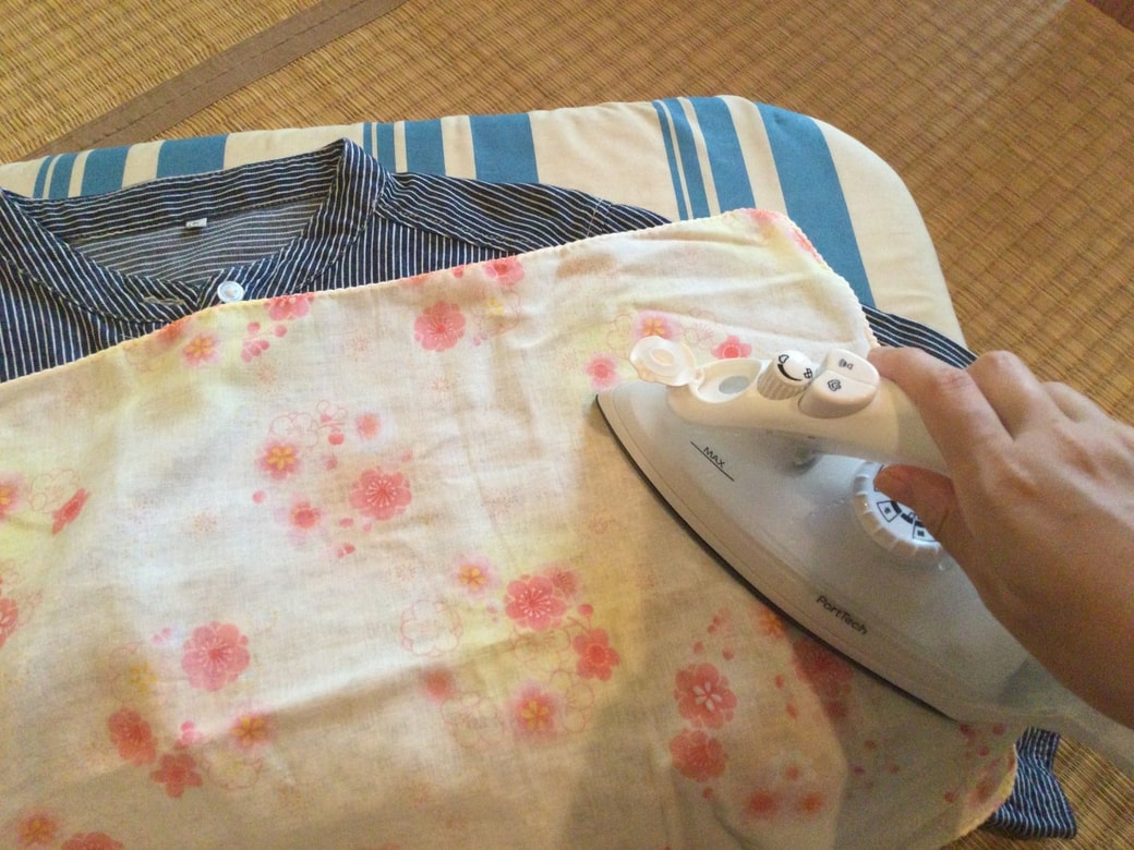 手ぬぐいを当て布として使う