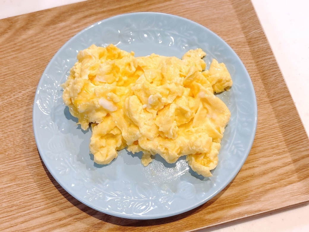 できあがった白だしで作るスクランブルエッグ