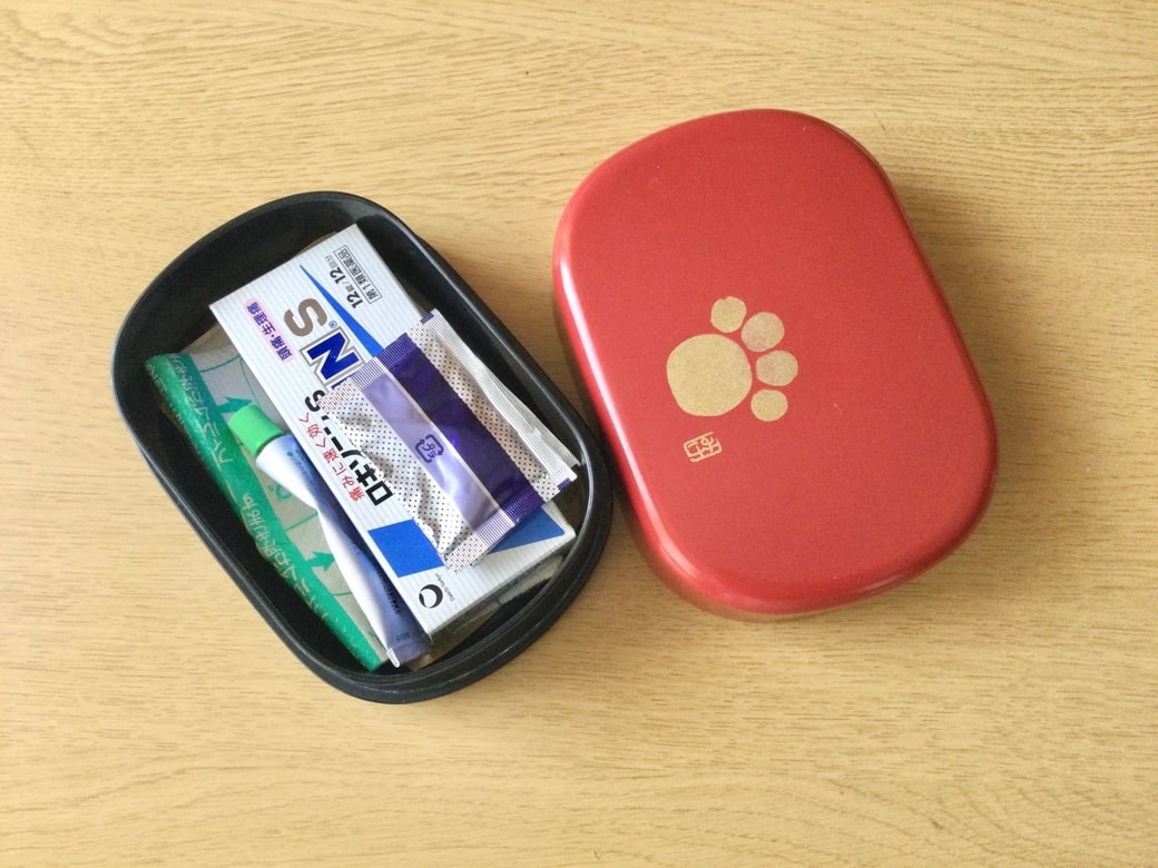 お弁当箱に常備薬を入れる