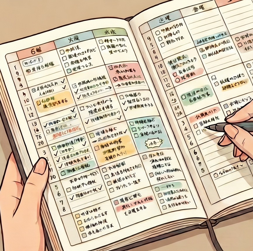 びっしり予定やタスクを書き込む