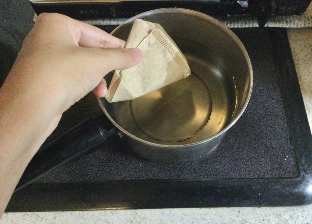 コーヒーフィルターをだしパックとして使う