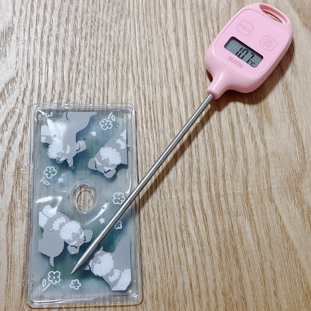 気泡緩衝材で包んだ保冷剤の温度