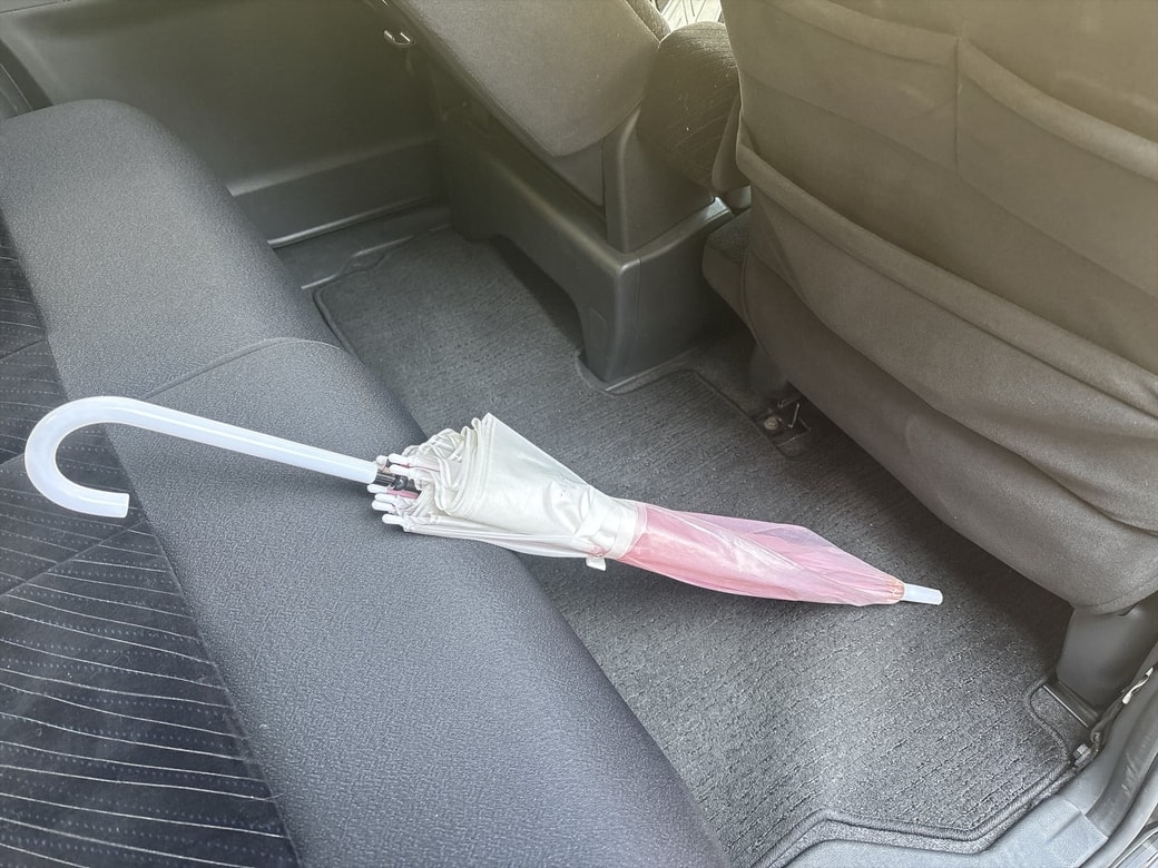 臭いの原因は、車内に置きっぱなしにした傘だった