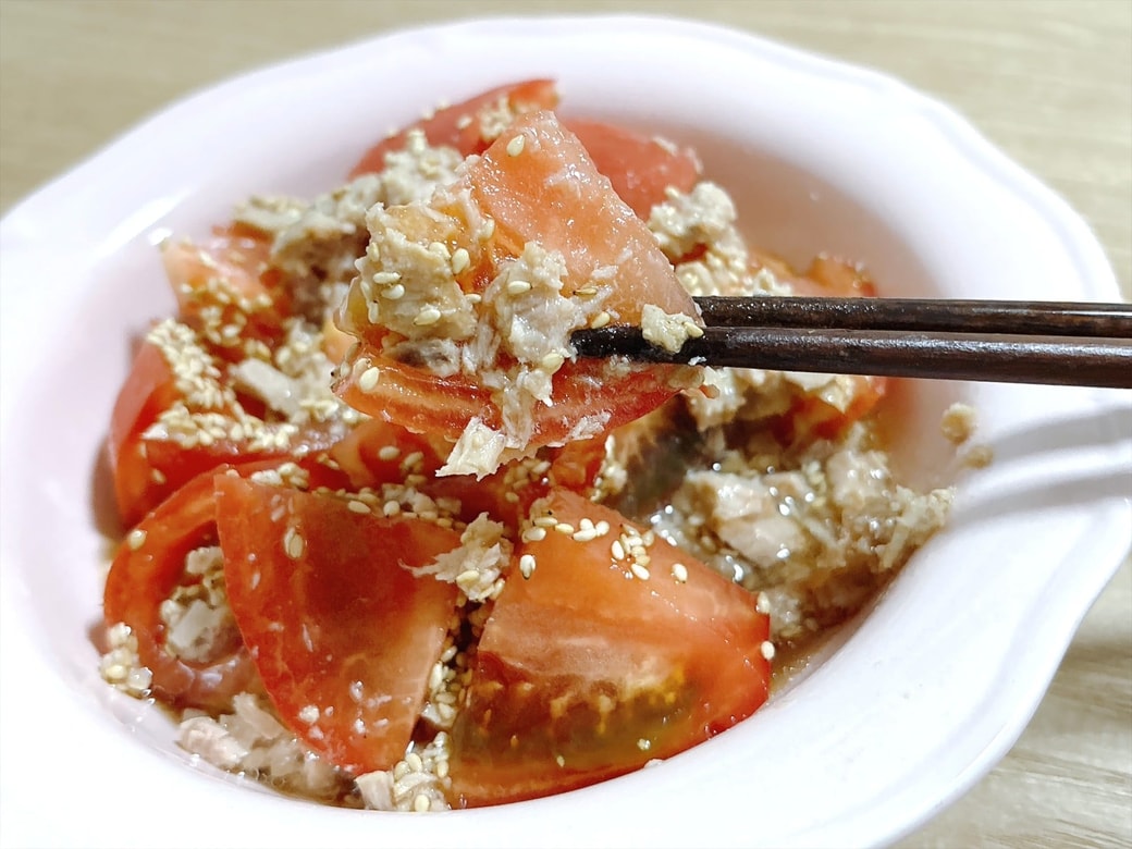 めんつゆとツナがトマトとよく合う